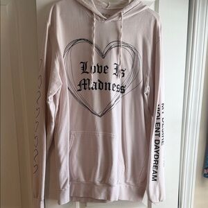 Love Is Madness Pink Graphic Hoodie